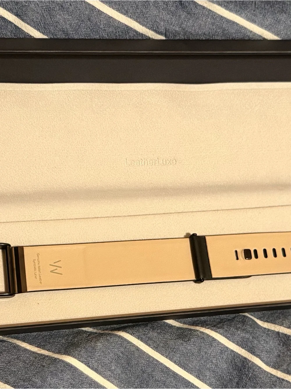 NEW WHOOP MG LeatherLuxe Straight Band - Black/Cream (Size S/M) - Only Wristband